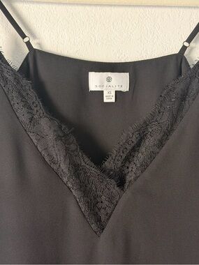 Socialite Black Lace-Trim Slip Top